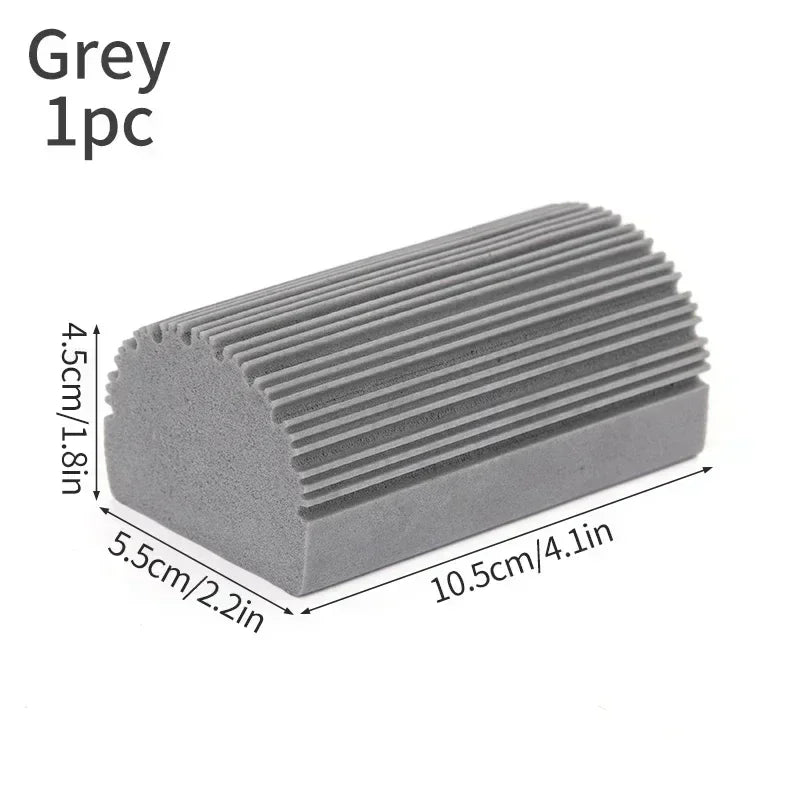 Gray rubber block with dimensions on a white background

