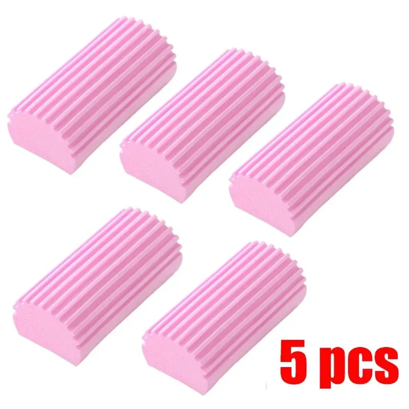 Five pink ribbed rollers on a white background with '5 pcs' text.

