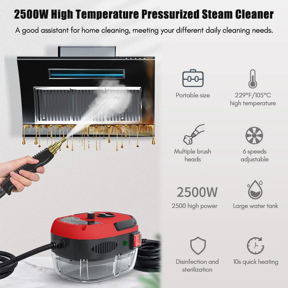 2500W High Temperature Pressurized Steam Cleaner with cleaning action on an air conditioner.

