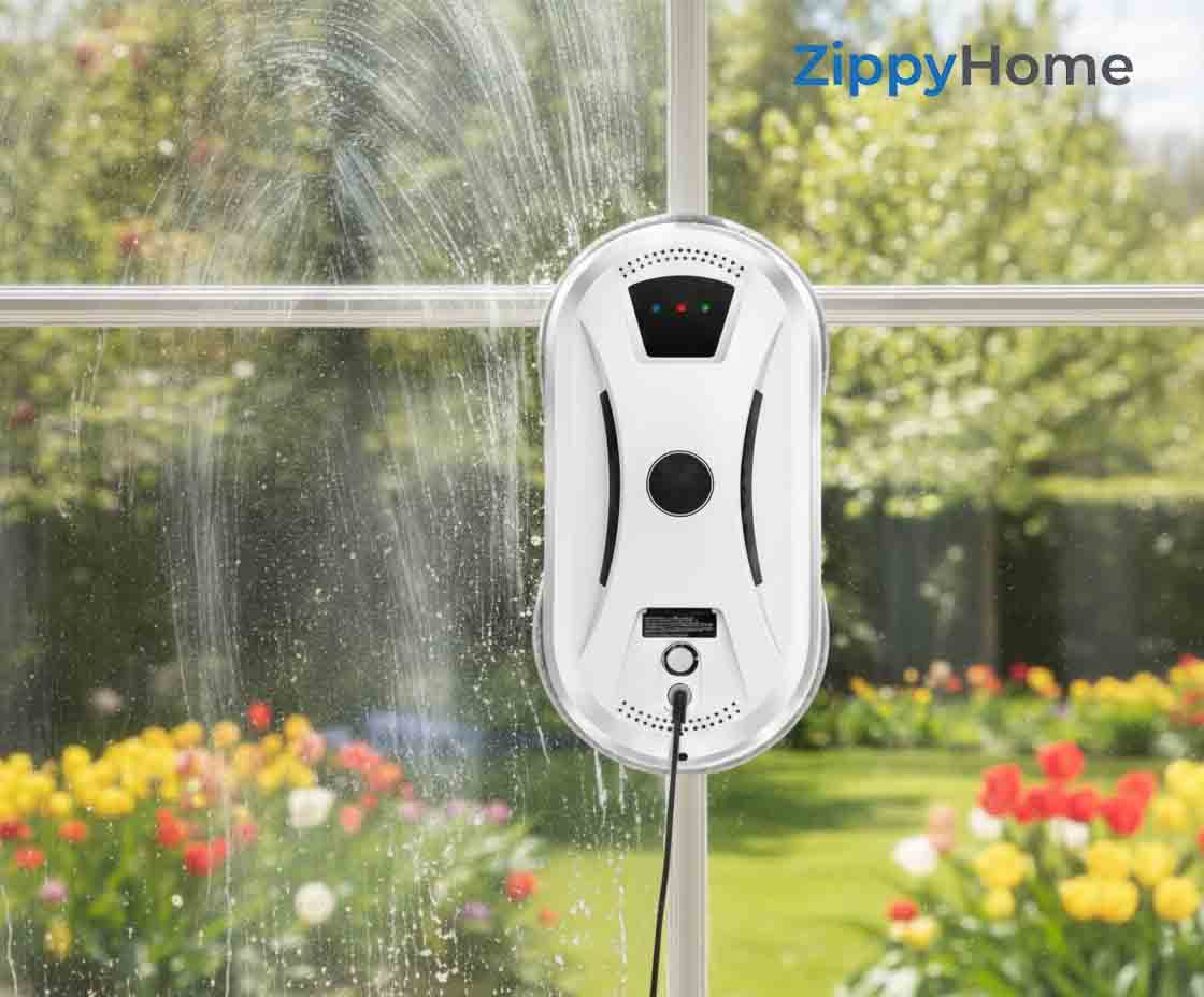 ZippyHome smart window cleaning robot with powerful suction for automatic and safe glass surface cleaning
